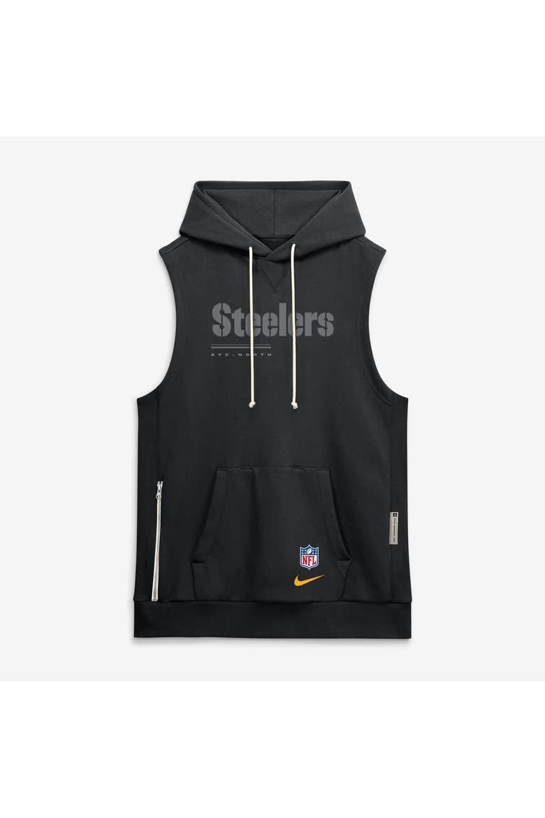 Men's Nike Black Pittsburgh Steelers Sideline Standard Issue Dri-FIT Sleeveless Hoodie, Alternate, color, Black
