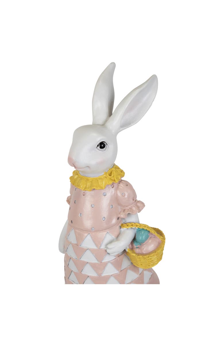 Northlight Girl Bunny with Easter Basket Outdoor Garden Statue - 12", Alternate, color, Pink