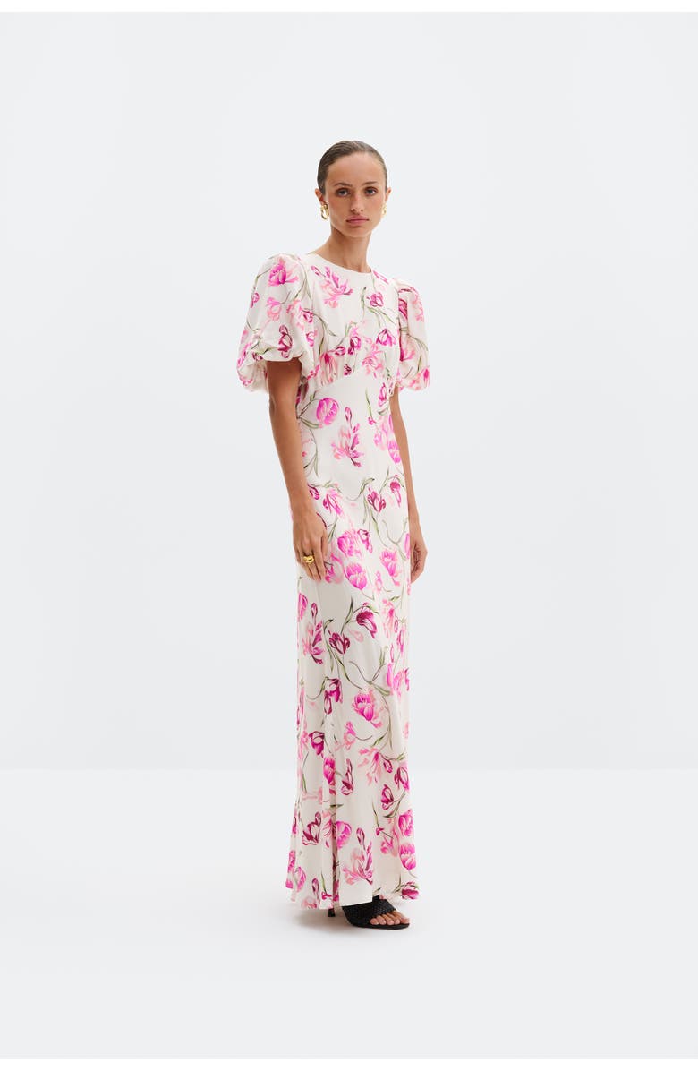Malina Freja Pouf Sleeve Maxi Dress, Main, color, Tulip Pink