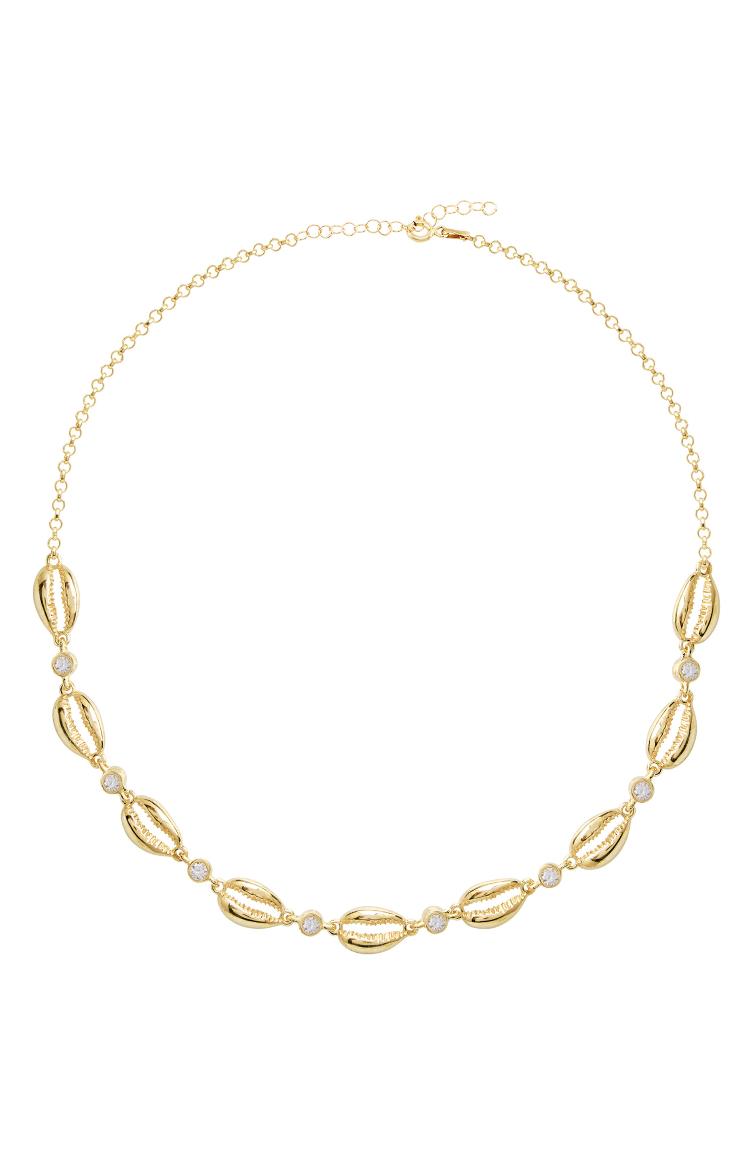 GABI RIELLE Cubic Zirconia Cowrie Shell Choker Necklace