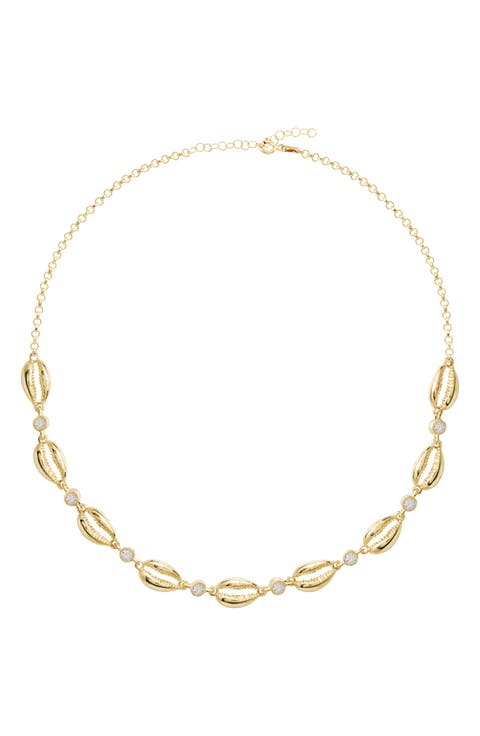 Cubic Zirconia Cowrie Shell Choker Necklace