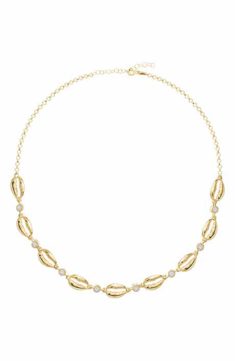 GABI RIELLE Cubic Zirconia Cowrie Shell Choker Necklace