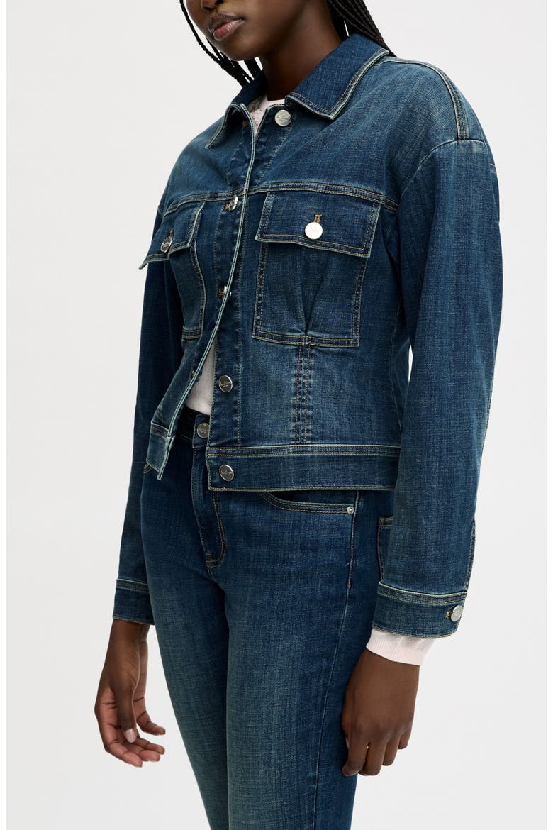 Cinch Waist Denim Jacket, Alternate, color, BOZEMAN MED WASH