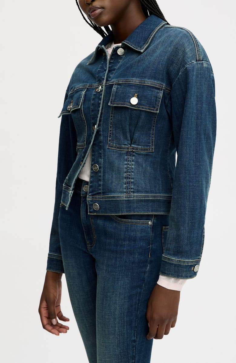 Sam Edelman Cinch Waist Denim Jacket, Alternate, color, Bozeman Med Wash