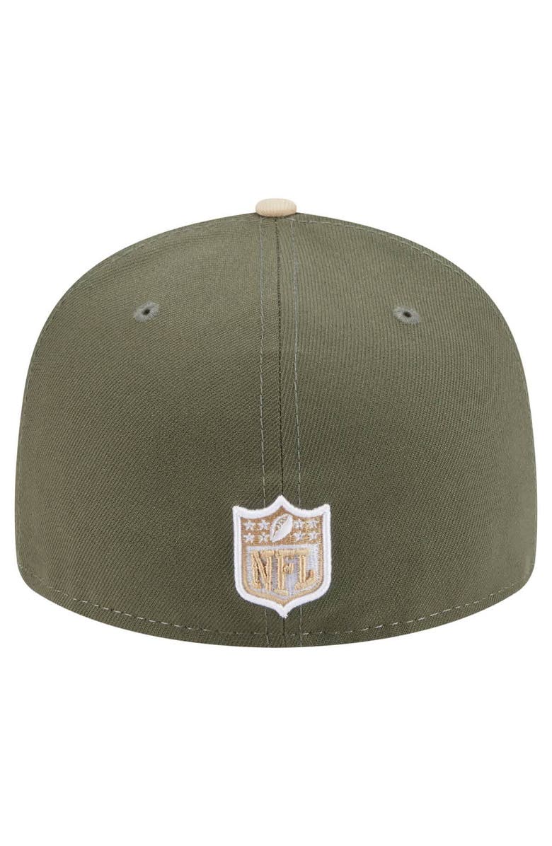 New Era Men's New Era Light Beige/Olive New England Patriots Two-Tone Color Pack Split Panel 59FIFTY Fitted Hat, Alternate, color, 