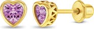 In Season Jewelry Heart CZ Bezel Girl Earrings