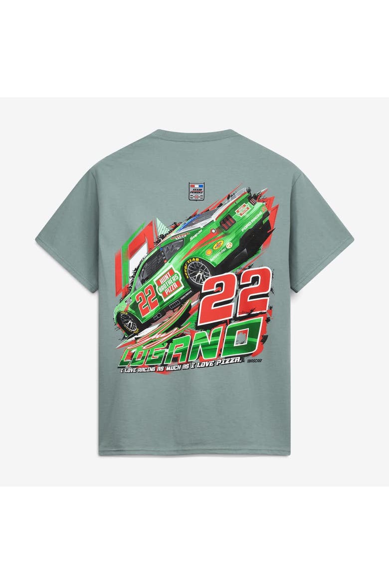 Men's Team Penske  Light Green Joey Logano #22 Hunt Brothers Pizza T-Shirt, Alternate, color, Light Green