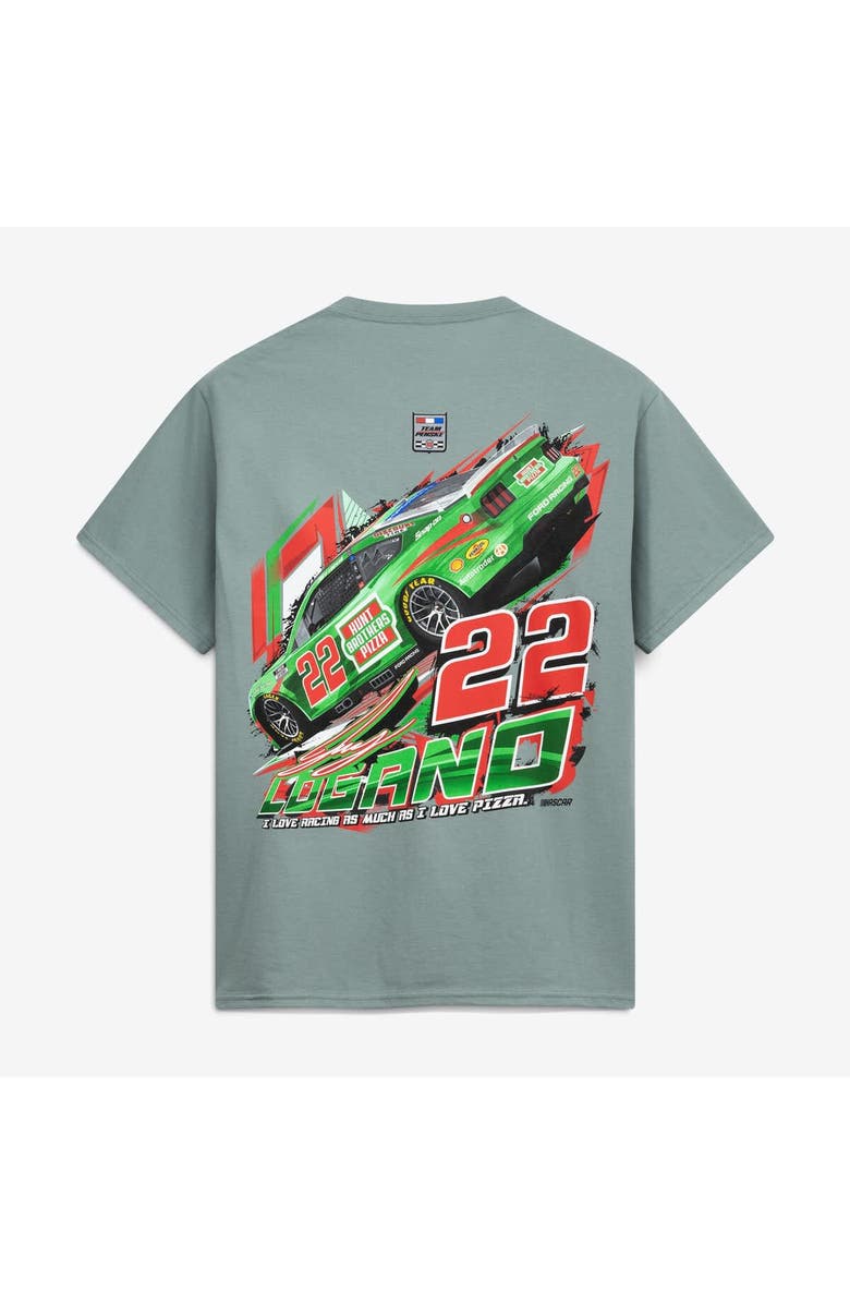 TEAM PENSKE Men's Team Penske  Light Green Joey Logano #22 Hunt Brothers Pizza T-Shirt, Alternate, color, Light Green