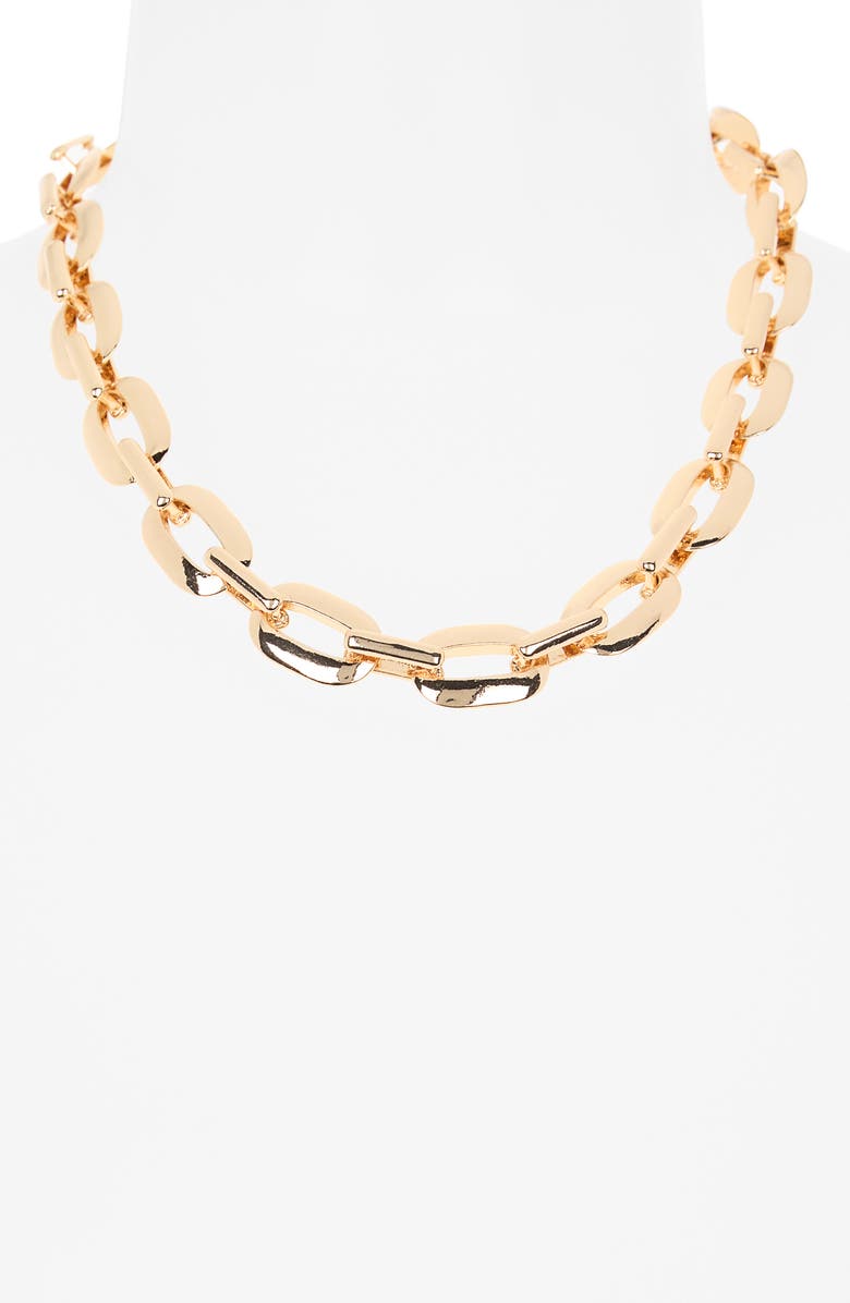 NORDSTROM RACK Knife Edge Oval Chain Link Necklace, Alternate, color, Gold