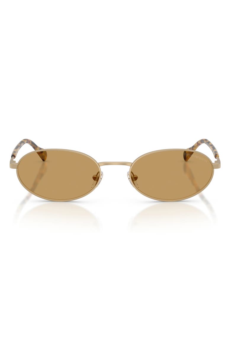 Emporio Armani 54mm Oval Sunglasses, Main, color, Matte Pale Gold / Brown