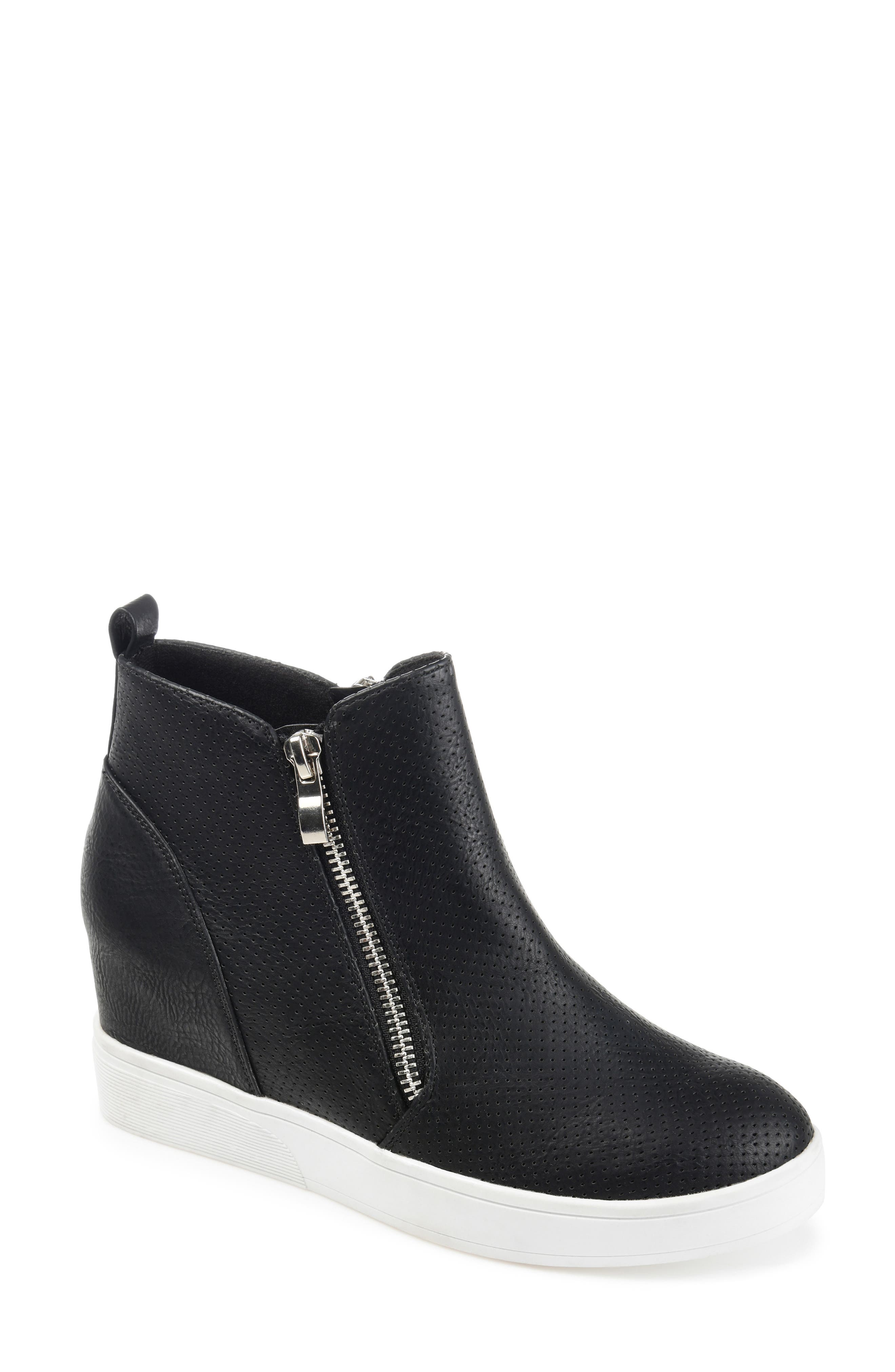 Journee Collection JOURNEE Pennelope Wedge Heel Sneaker, Main, color, Black