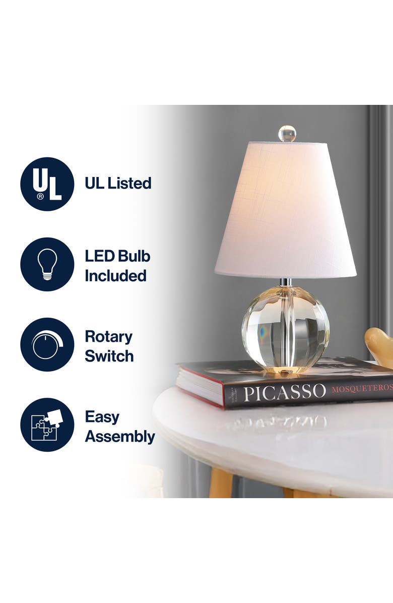JONATHAN Y Goddard Crystal Ball/Metal LED Table Lamp, Alternate, color, Clear