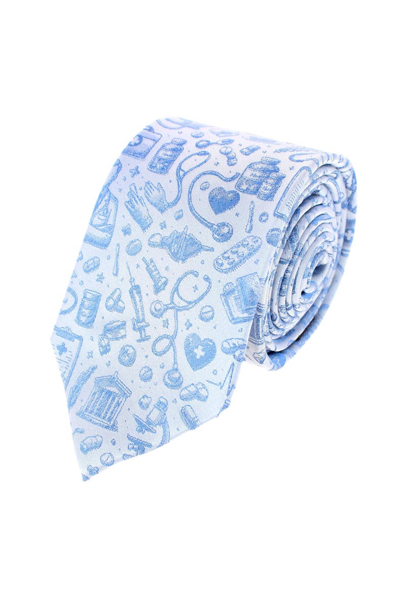 Medical Alert Silk Novelty Necktie, Main, color, Light Blue