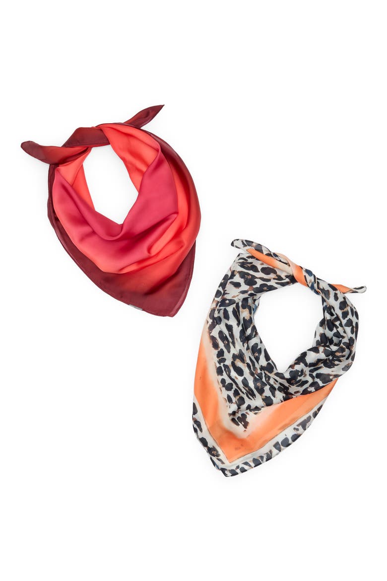 Assorted 2-Pack Square Scarves, Main, color, CORAL