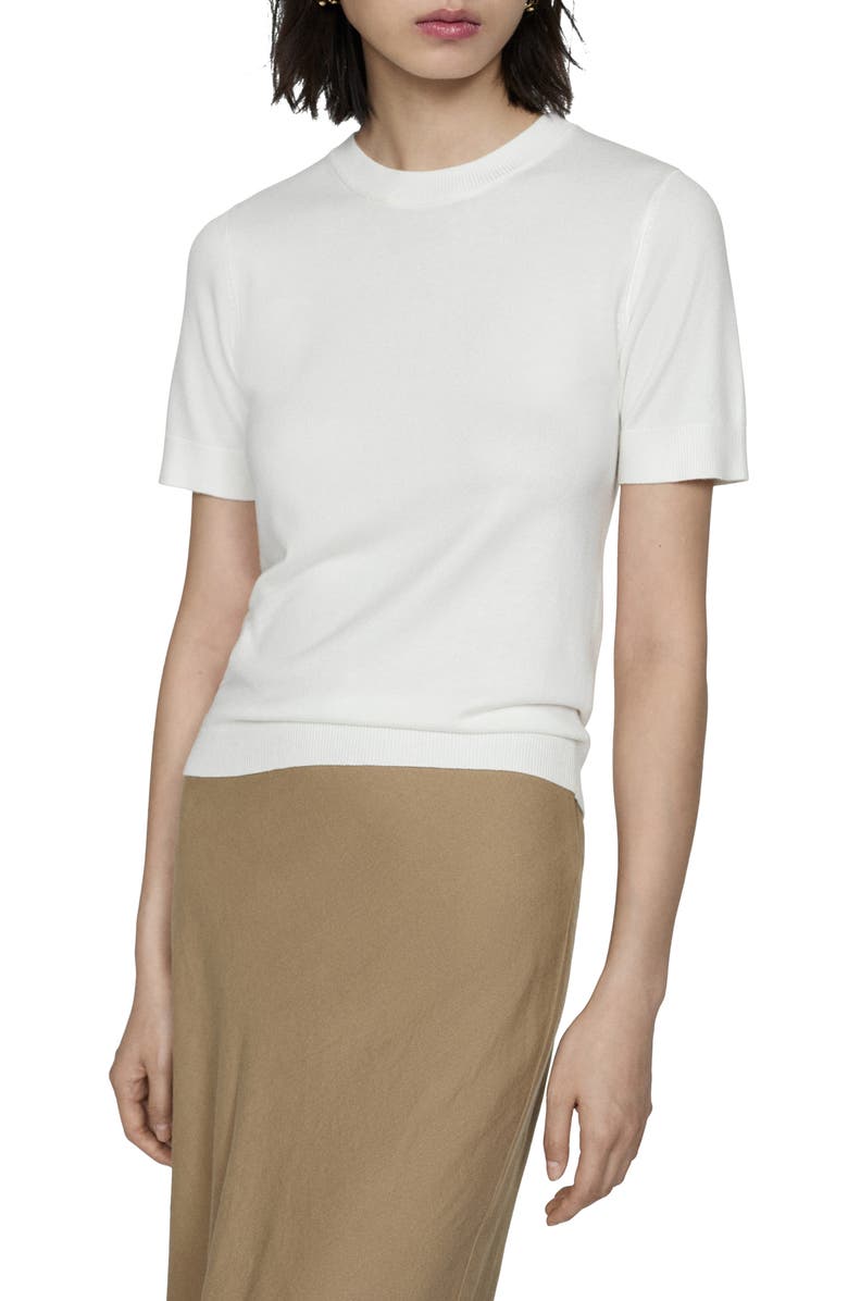 MANGO Short Sleeve Sweater, Main, color, Light Beige