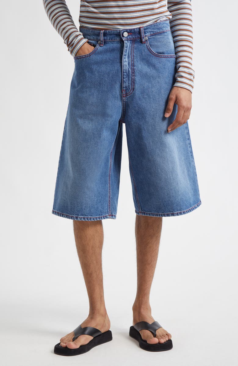 ERL Gender Inclusive Indiana Skate Denim Shorts, Main, color, 