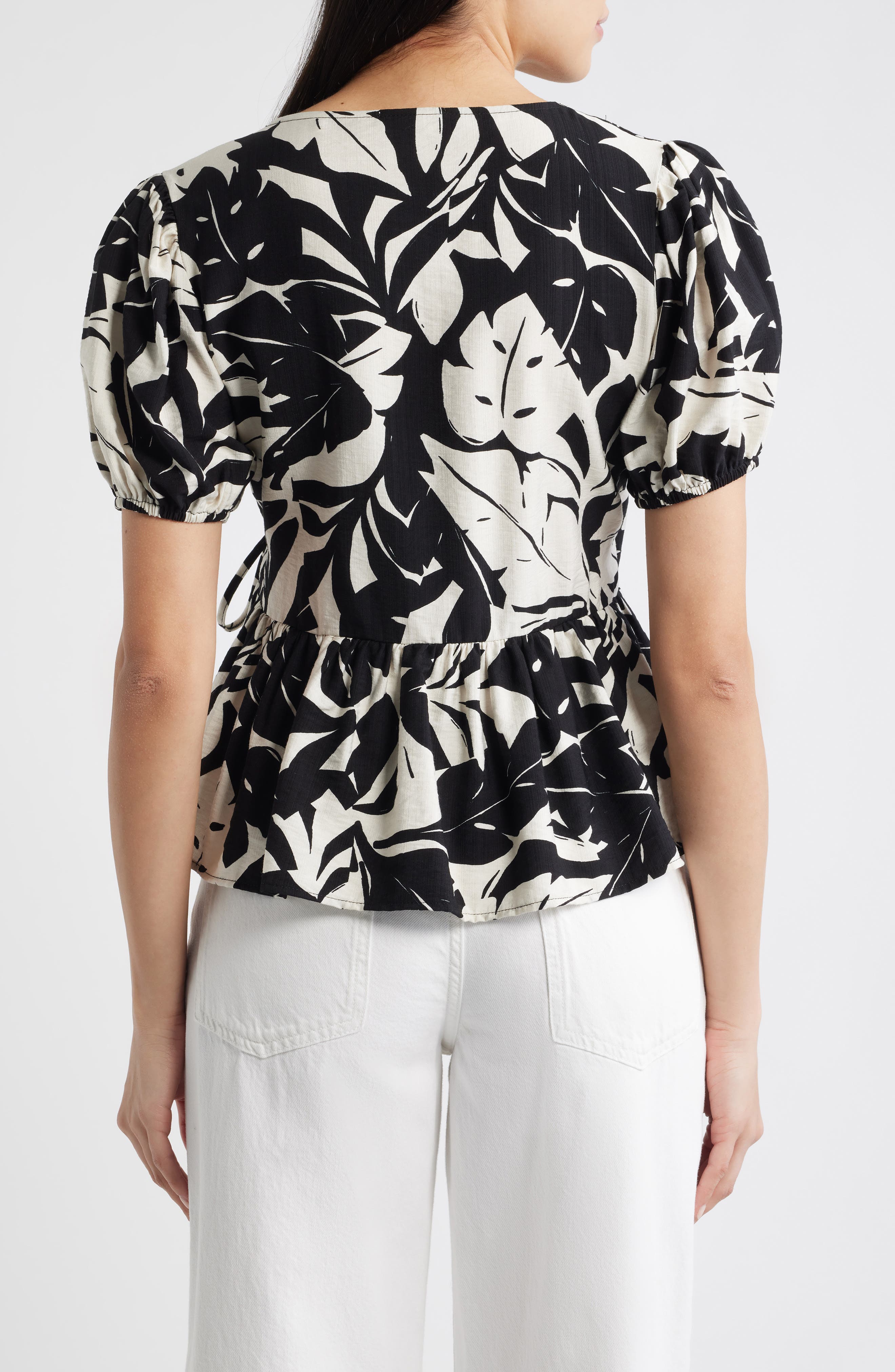 Abstract Leaf Print Wrap Top - image 2