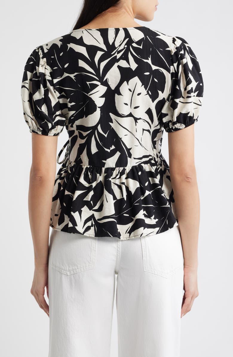 Loveappella Abstract Leaf Print Wrap Top, Alternate, color, 