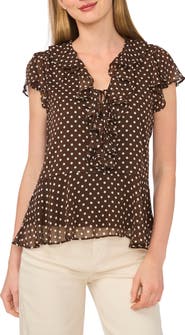 CeCe Ruffle Flutter Sleeve Top