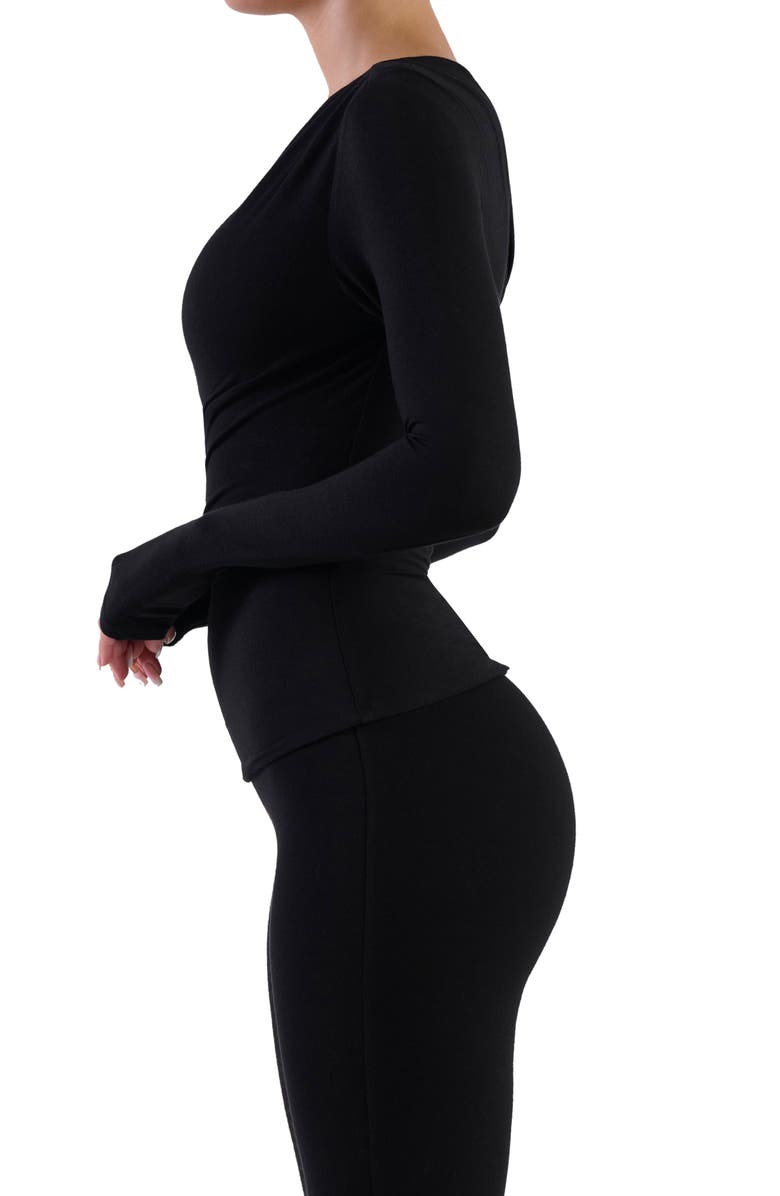 Naked Wardrobe Ruched One-Shoulder Top, Alternate, color, Black