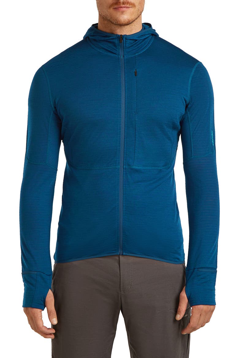 Lyocell & Merino 200 Realfleece Descender Hooded Jacket, Main, color, ATLANTIS/ ARCTIC