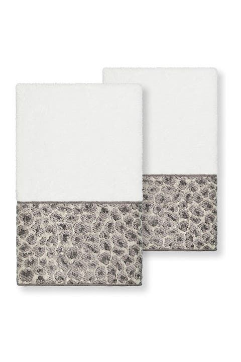 Spots Embellished Hand Towel - Set of 2 - White