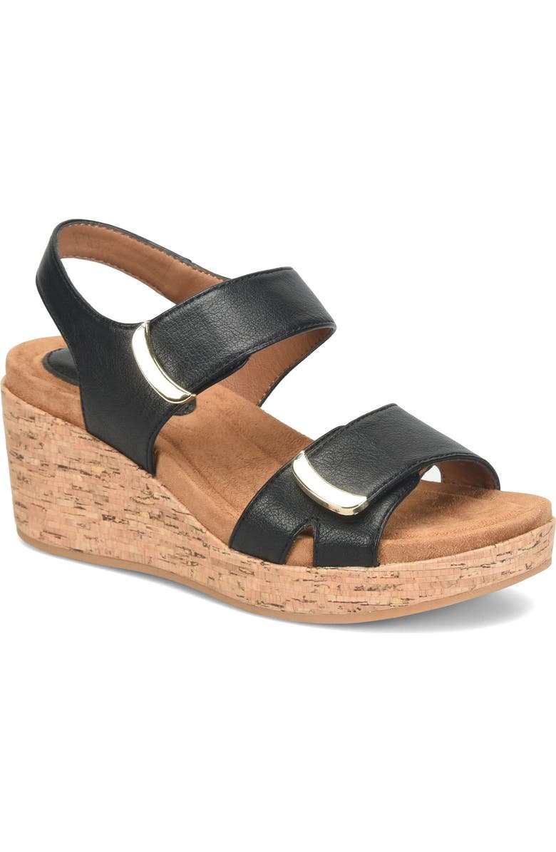 EUROSOFT Kara Wedge Sandal, Main, color, Black