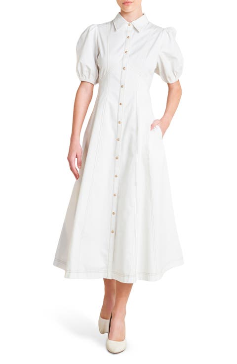 Solid Cotton Midi Dress