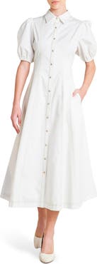 FREEMARKET Solid Cotton Midi Dress