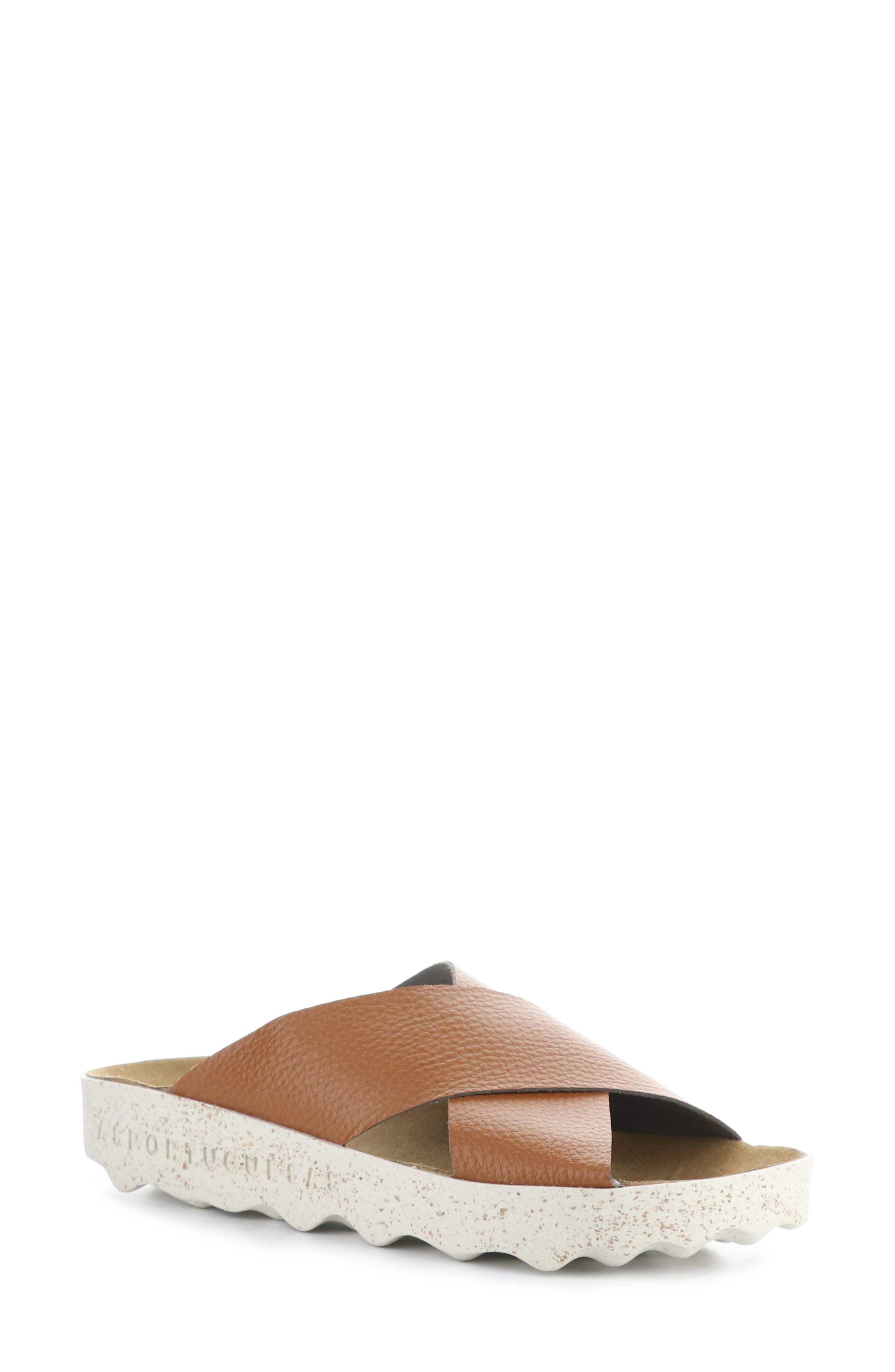Asportuguesas by Fly London Cross Slide Sandal in Tan 