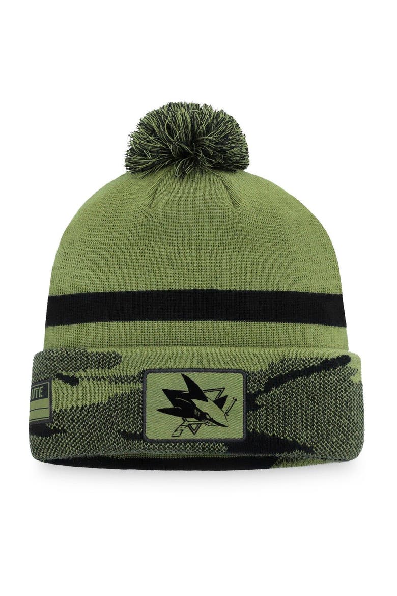 Men's Fanatics Branded Camo San Jose Sharks Military Appreciation Cuffed Knit Hat with Pom, Main, color, Camo