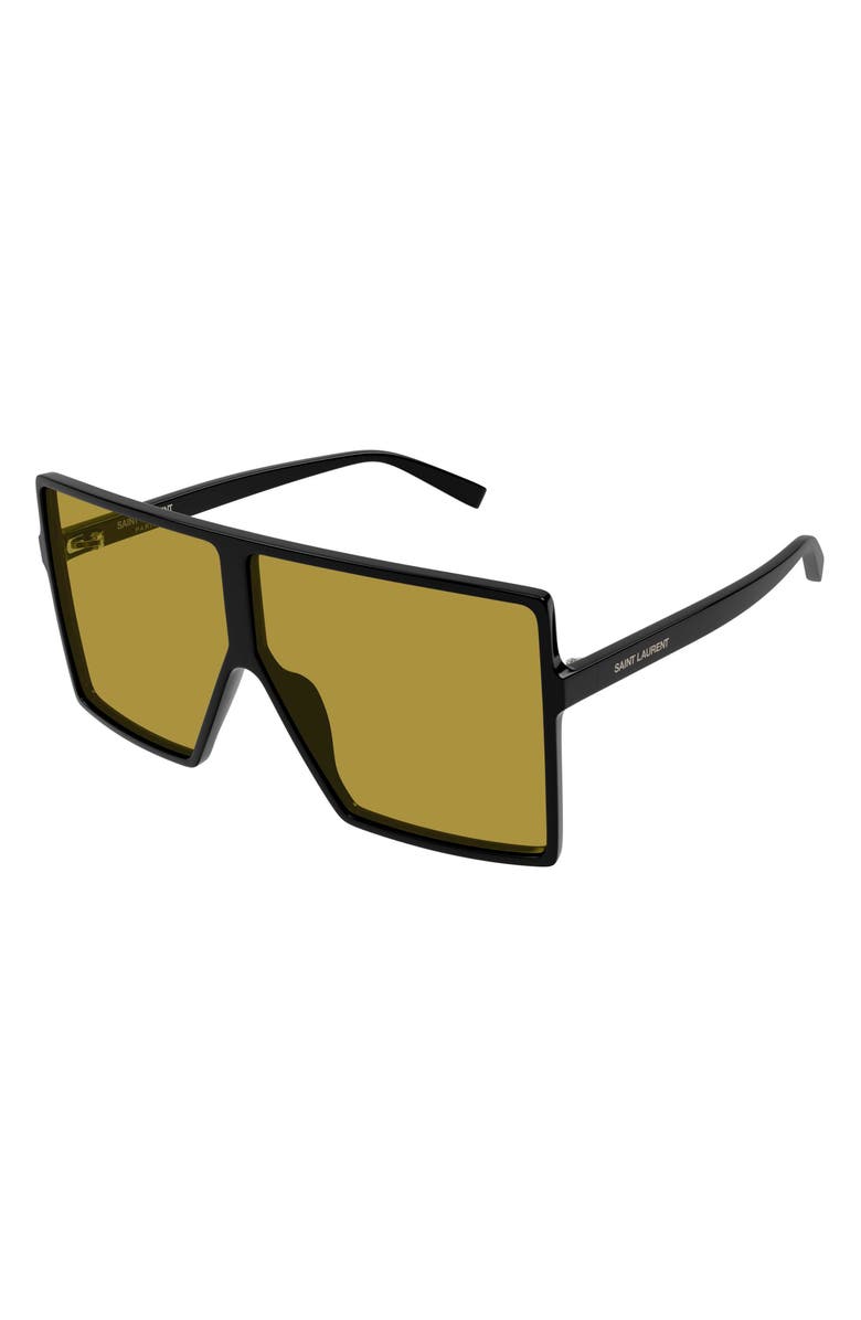Saint Laurent 68mm Oversize Flat Top Sunglasses, Alternate, color, Black