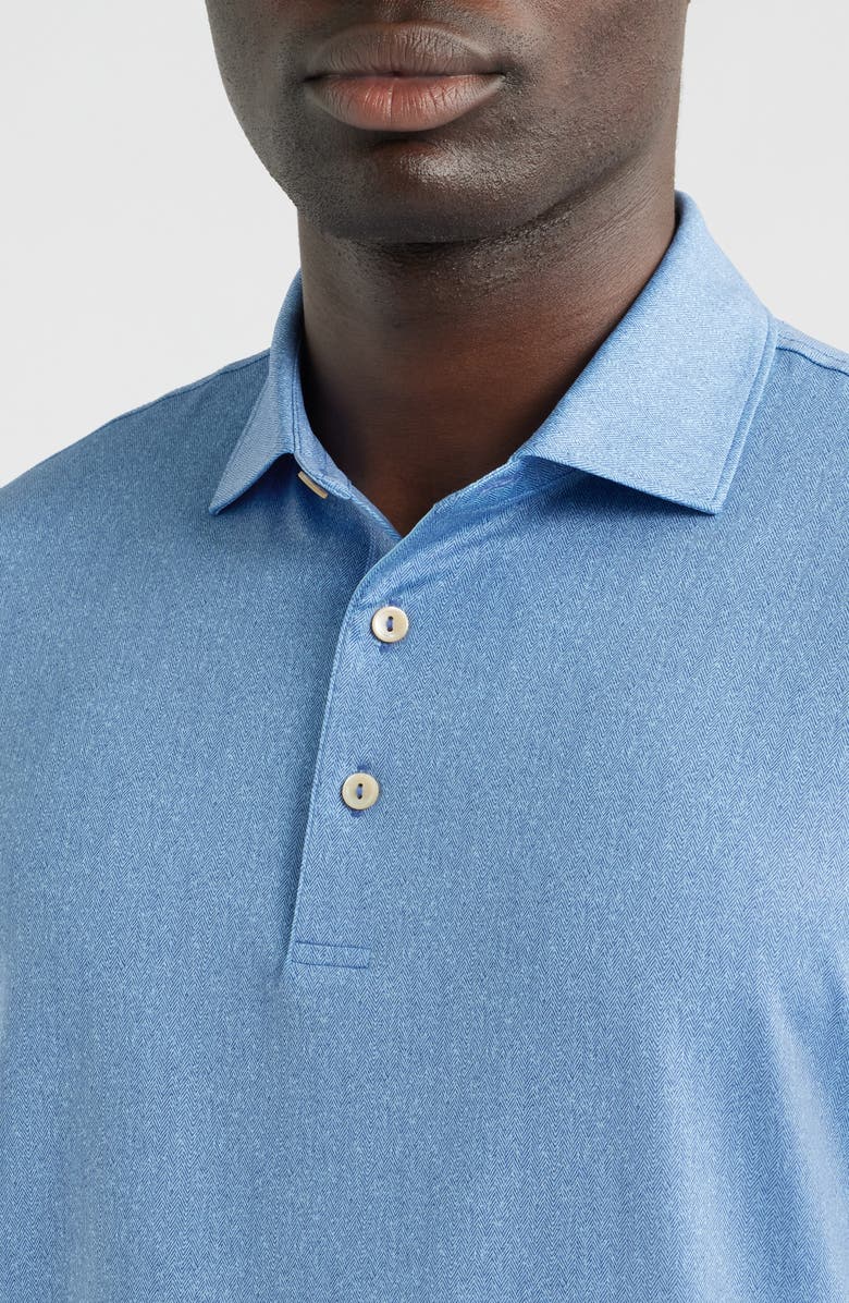 Peter Millar Herringbone Summer Comfort Performance Jersey Polo, Alternate, color, Bali Blue