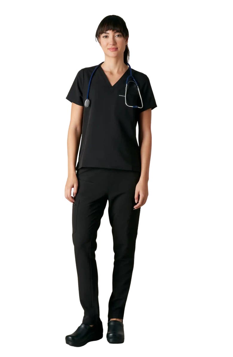 Members Only Bari 1-Pocket Scrub Top, Alternate, color, Black