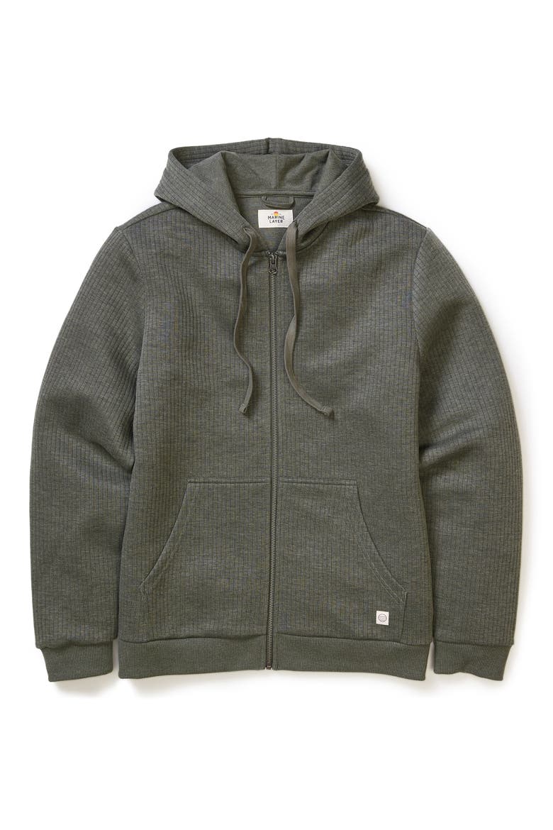 Corbet Quilted Zip-Up Hoodie, Alternate, color, OLIVE