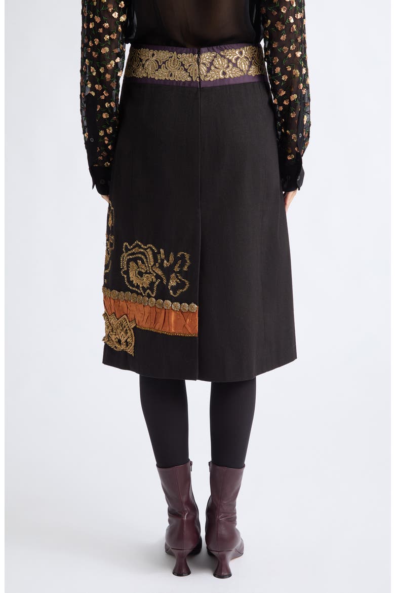 Sentista Embellished Cotton Twill Skirt, Alternate, color, BLACK