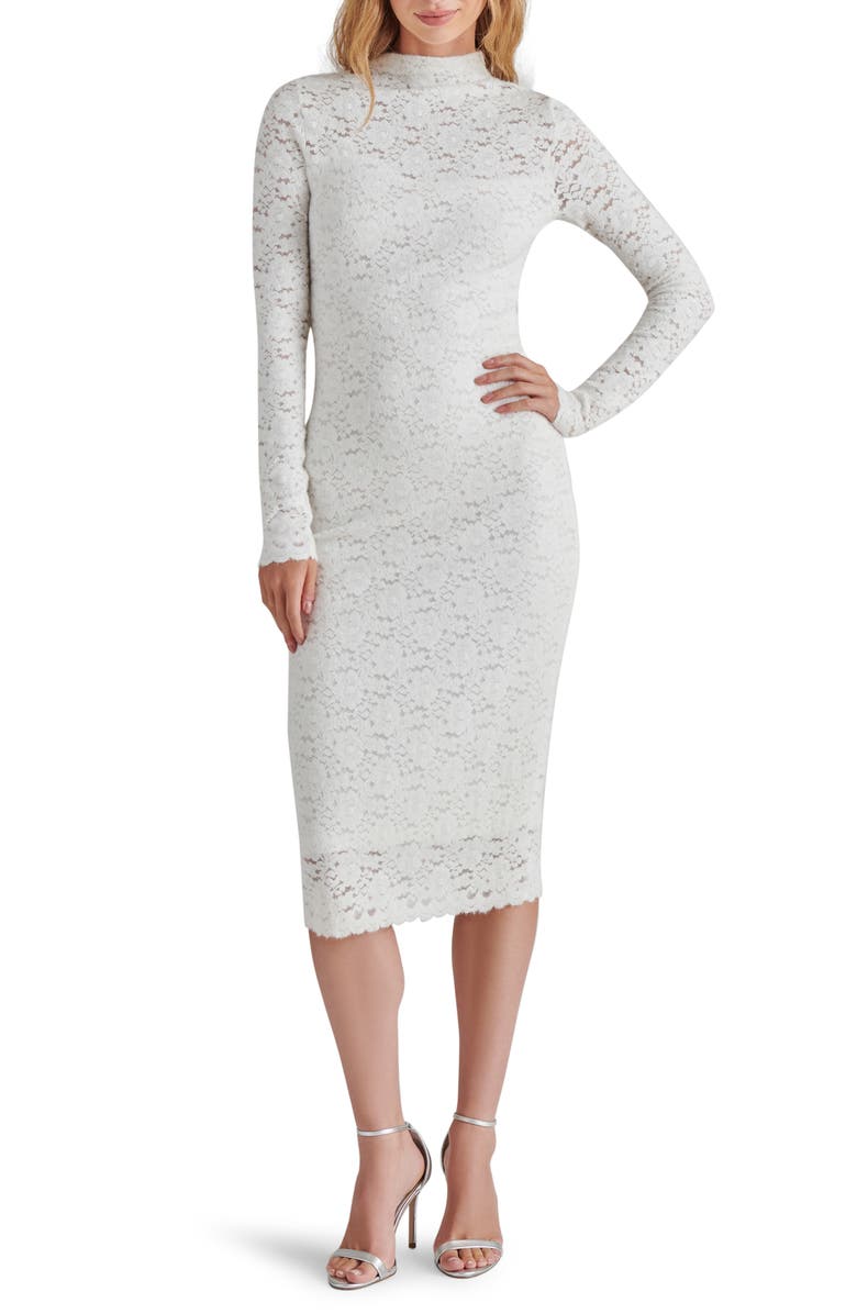 Steve Madden Vivienne Long Sleeve Floral Lace Dress, Main, color, Ivory