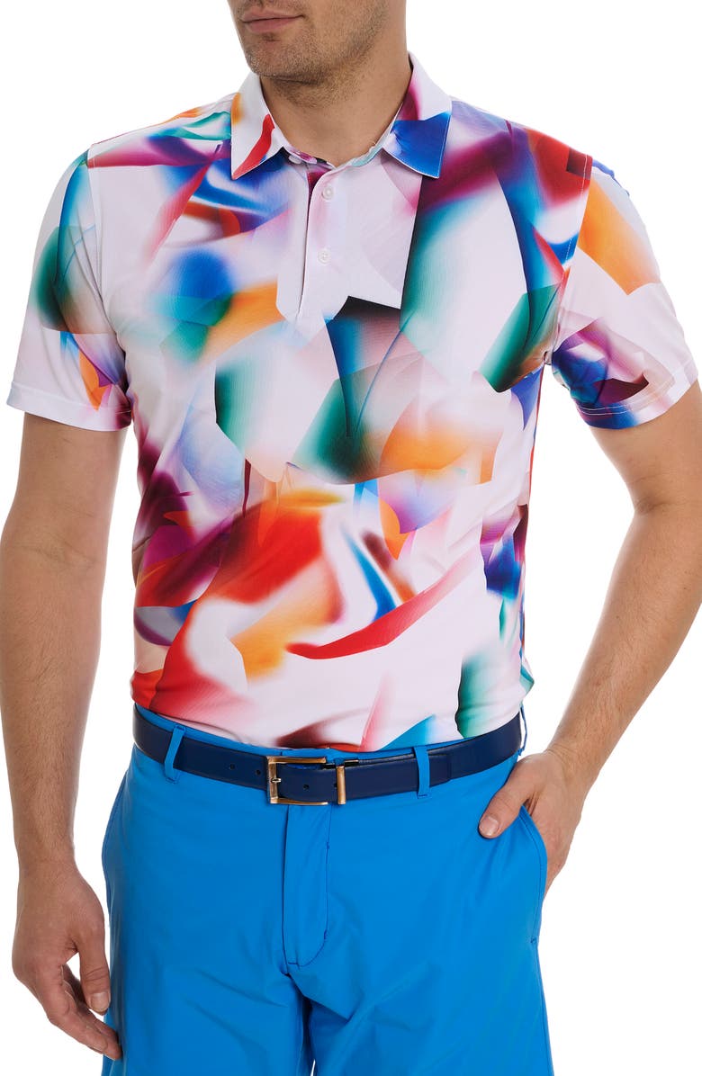 Robert Graham Hiatus Abstract Print Performance Golf Polo, Main, color, 