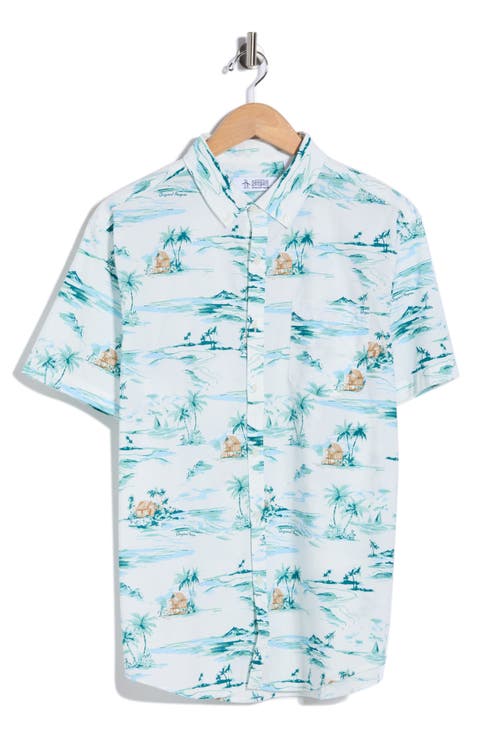Beach Scene Short Sleeve Button-Down Shirt