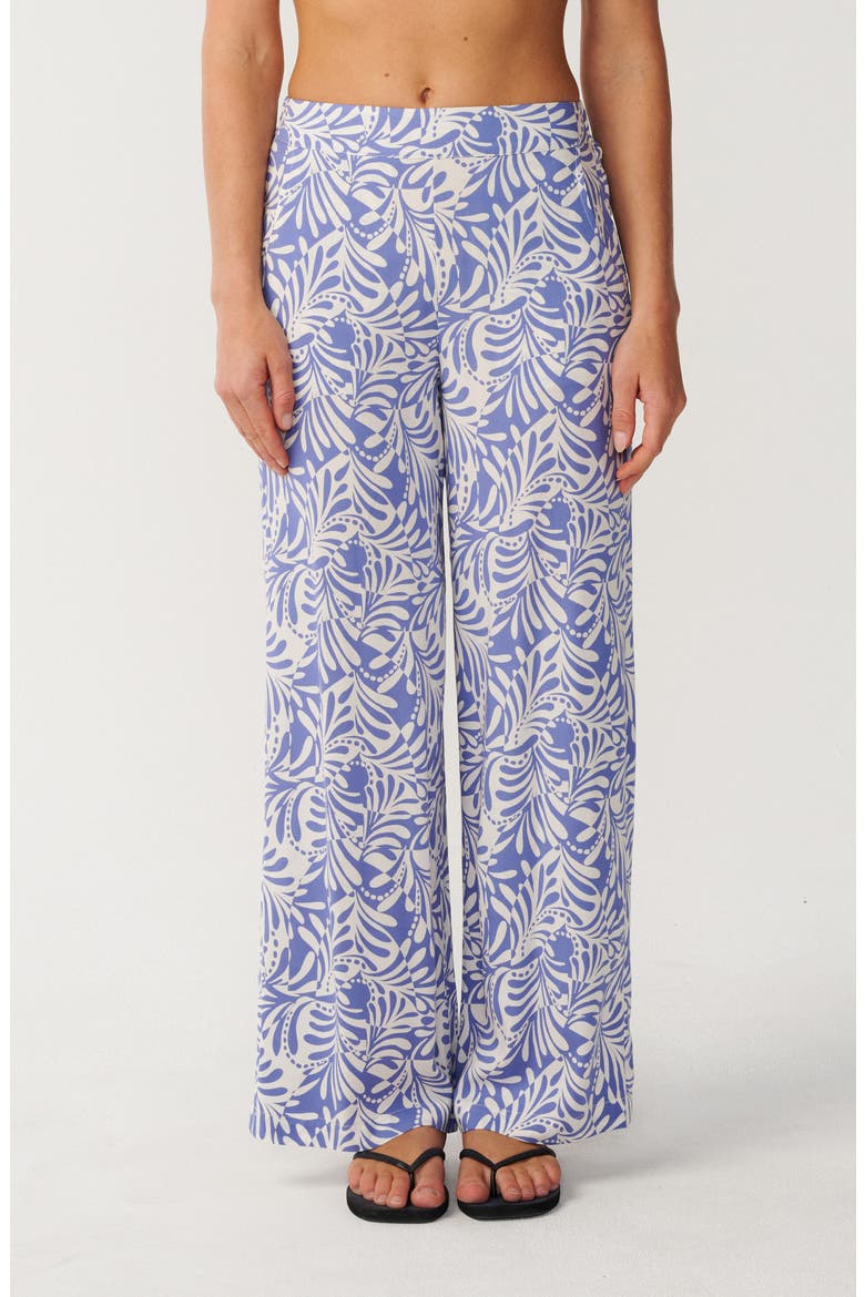 Party Wave Floral Wide Leg Beach Pants, Main, color, WHITE/ BLUE