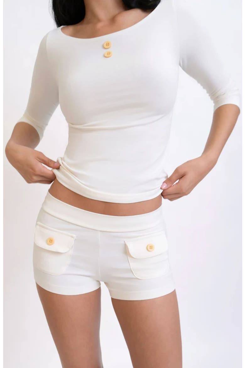 3/4 Sleeve Boat Neck Top, Alternate, color, Cream