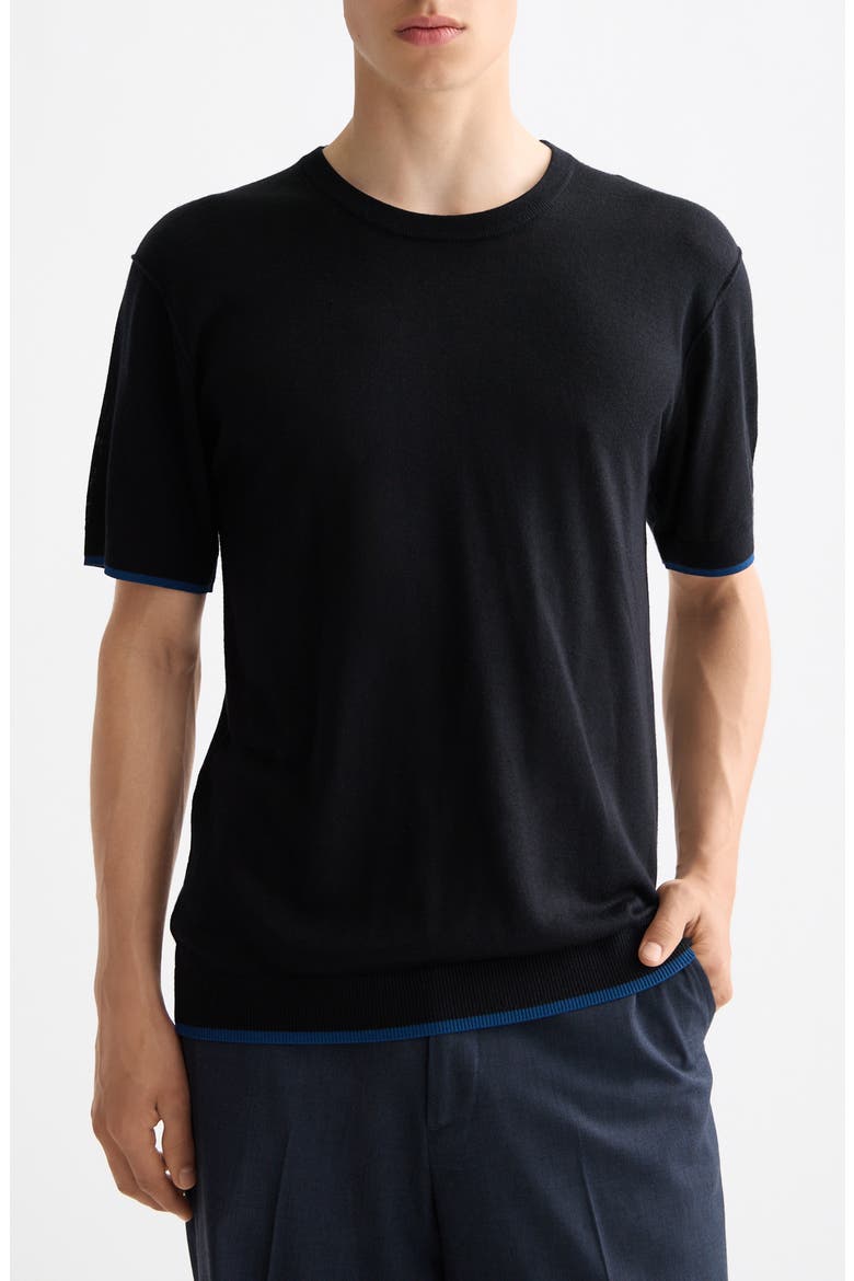 Relaxed Fit Short Sleeve Crewnneck Sweater, Main, color, METEORITE