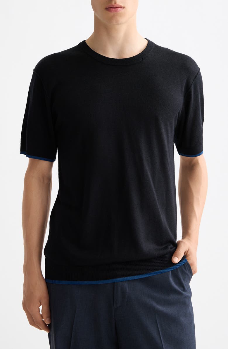 Scotch & Soda Relaxed Fit Short Sleeve Crewnneck Sweater, Main, color, Meteorite