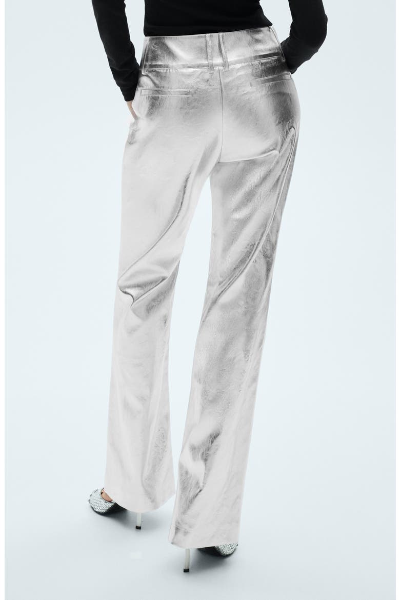 Metallic Faux Leather Pants, Alternate, color, SILVER