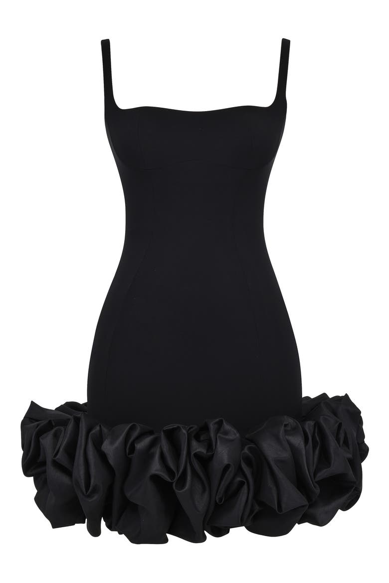 Lilou Ruffle Square Neck Minidress, Alternate, color, BLACK