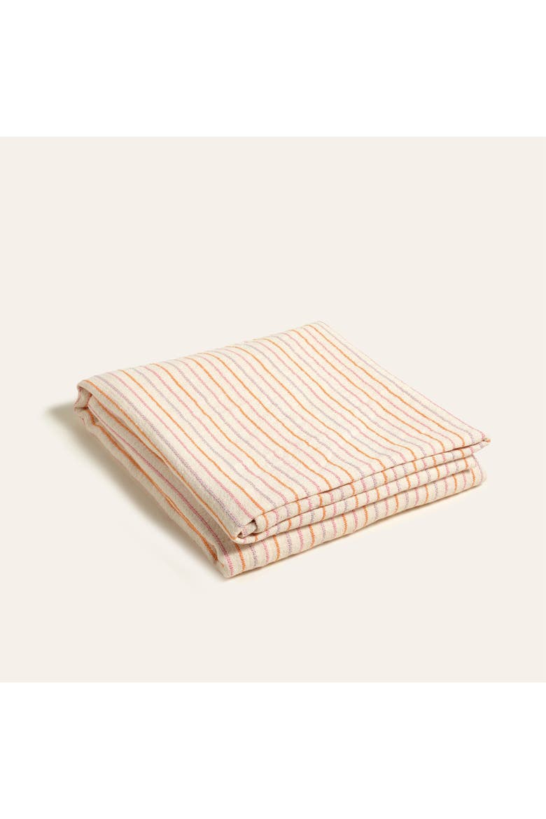 Nilufer Cotton Linen Striped King Coverlet, Main, color, Natural