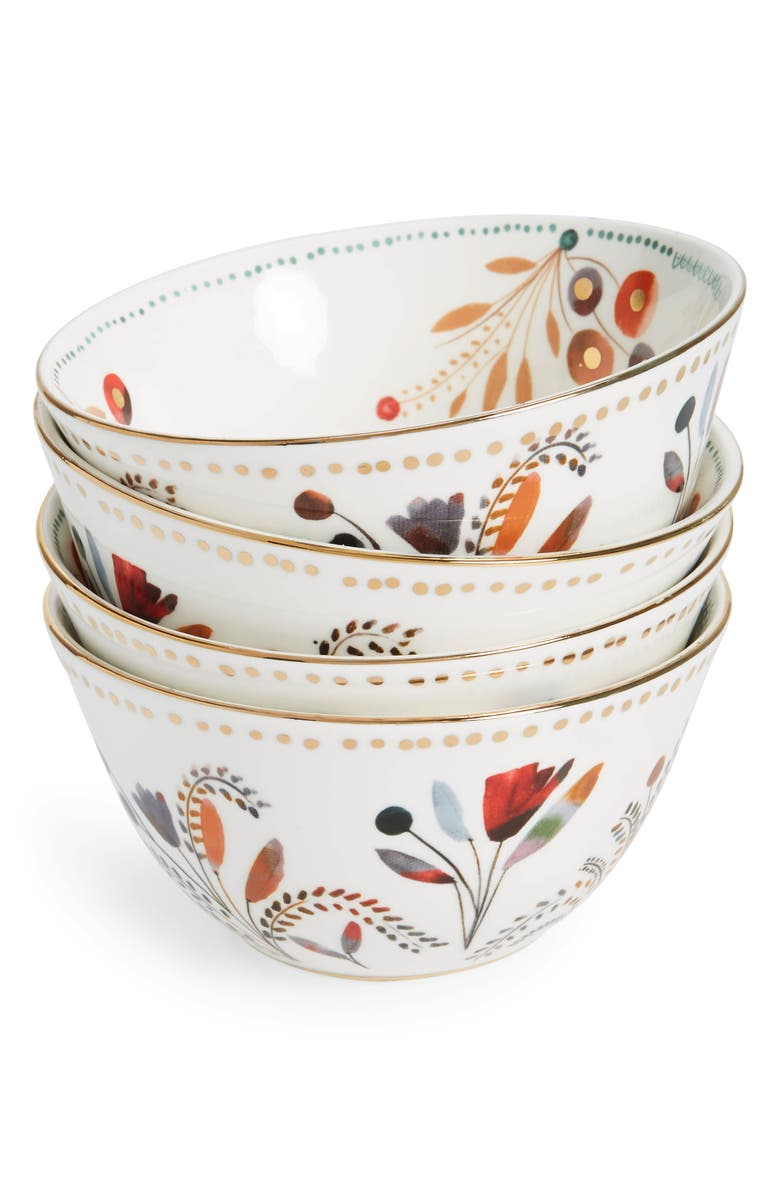 Anthropologie Home Pheasant Moths Set of 4 Bowls, Main, color, 