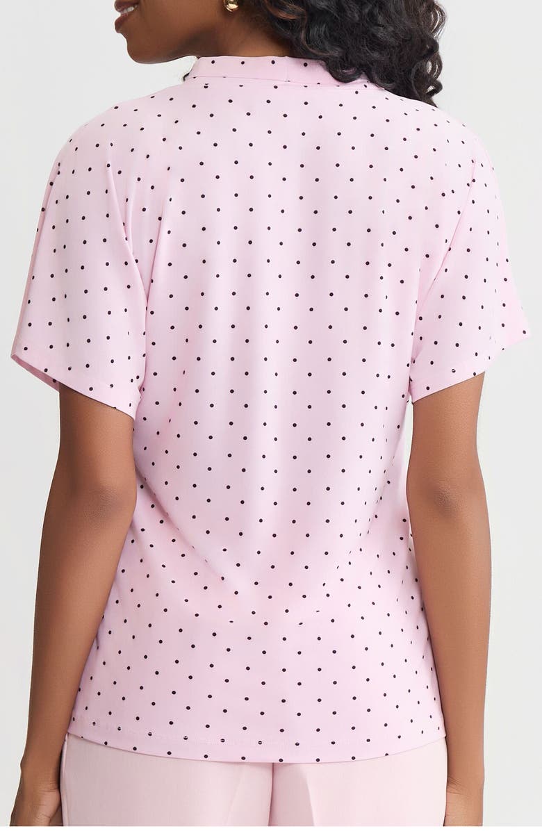 KASPER Polka Dot Pleated Shoulder Top, Alternate, color, Tutu Pink/ Black