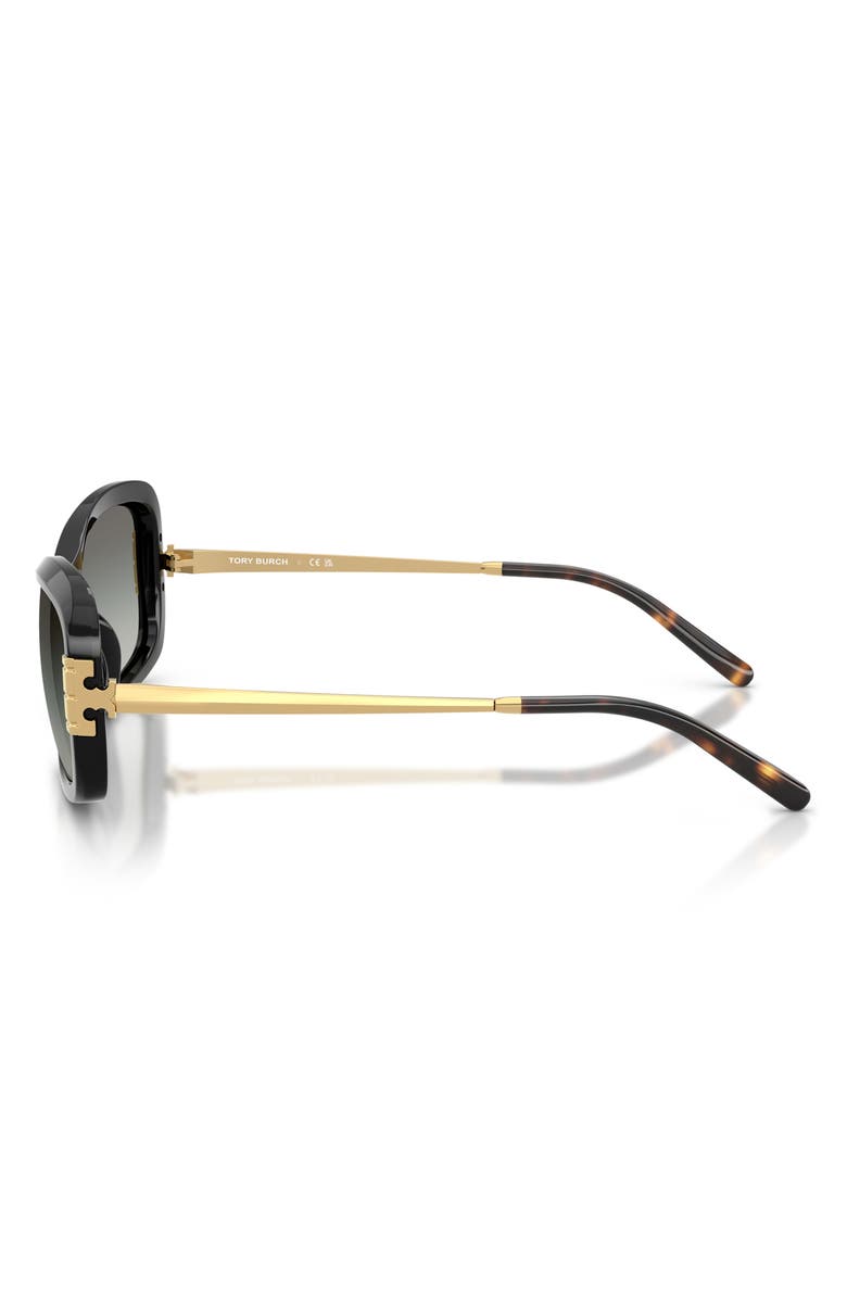 Tory Burch 56mm Rectangular Sunglasses, Alternate, color, Black / Grey Gradient