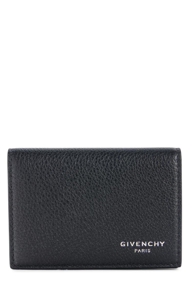 Leather Business Card Holder, Main, color, BLACK